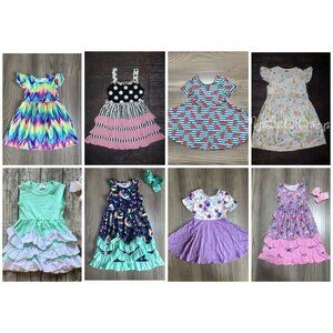 Baby Girls Boutique Dress Lot Unicorn Tutu Tie Dye
